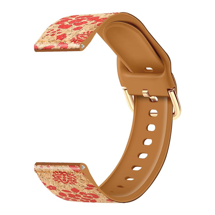 20mm Watch Band for Samsung Galaxy Watch6 Classic 43mm 47mm / Watch6 40mm 44mm Genuine Tree Leather+TPE Strap - Style H