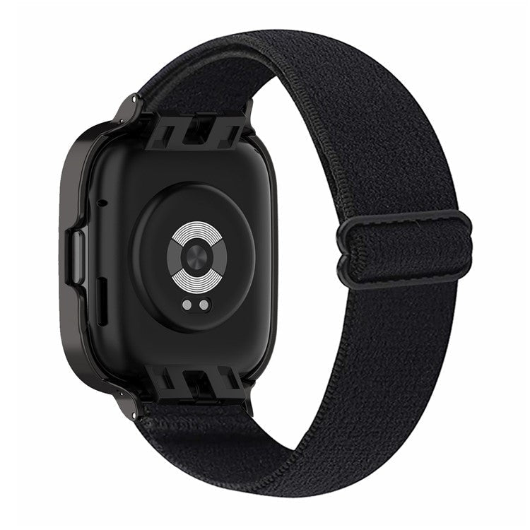 For Xiaomi Redmi Watch 3 Active Nylon Strap with Case Cover Quick Release Elastic Watch Band - Black
