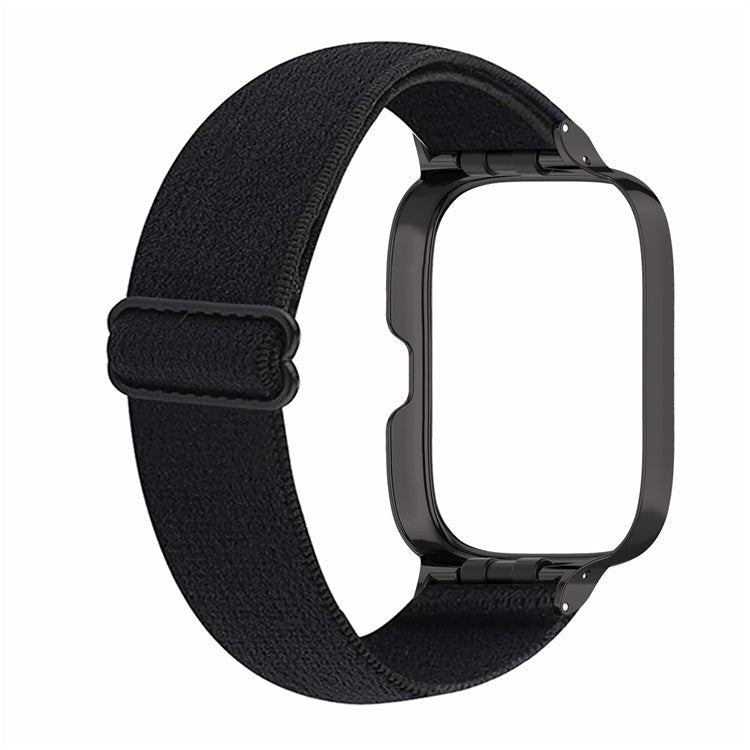 For Xiaomi Redmi Watch 3 Active Nylon Strap with Case Cover Quick Release Elastic Watch Band - Black
