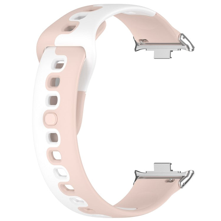 For Xiaomi Smart Band 8 Pro / Redmi Watch 4 Silicone Watch Strap Double Color Replacement Watch Band - Pink+White