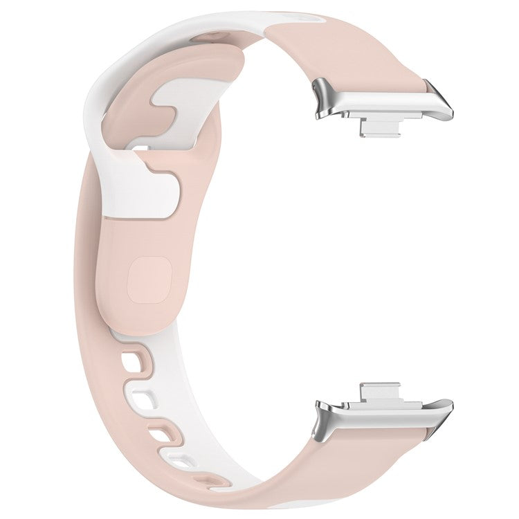 For Xiaomi Smart Band 8 Pro / Redmi Watch 4 Silicone Watch Strap Double Color Replacement Watch Band - Pink+White