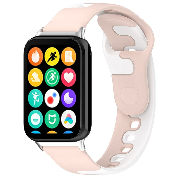 For Xiaomi Smart Band 8 Pro / Redmi Watch 4 Silicone Watch Strap Double Color Replacement Watch Band - Pink+White