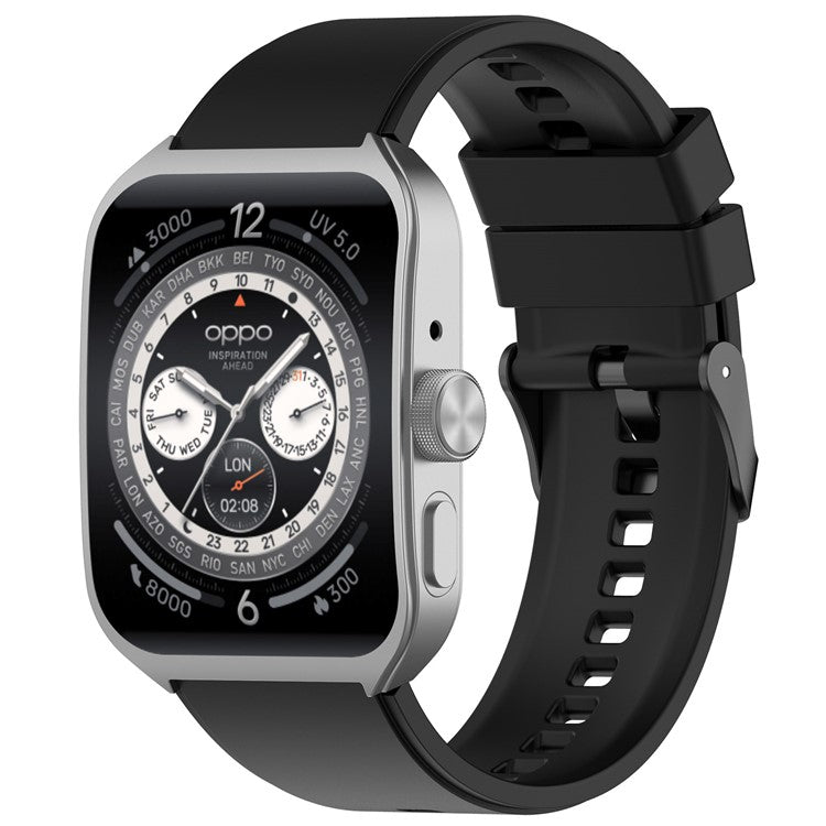For Oppo Watch 4 Pro Silicone Watch Band 22mm Adjustable Strap - Black