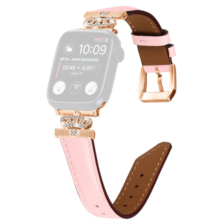Rhinestone Band for Apple Watch Series 10 46mm / Ultra 2 Ultra 49mm / Series 9 8 7 45mm / 6 5 4 SE (2023) SE (2022) SE 44mm / 3 2 1 42mm Dressy Watch Strap with Rose Gold Buckle - Pink