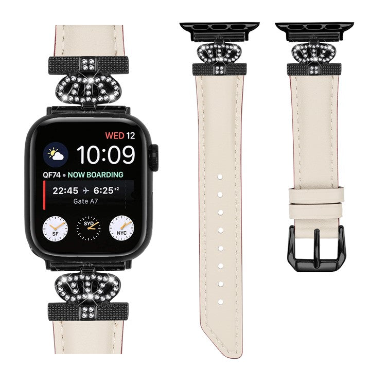 Rhinestone Band for Apple Watch Series 10 42mm / 9 8 7 41mm / SE (2023) SE (2022) SE 6 5 4 40mm / 3 2 1 38mm Black Buckle Watch Strap - Apricot