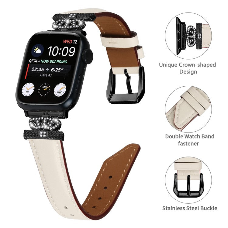 Rhinestone Band for Apple Watch Series 10 42mm / 9 8 7 41mm / SE (2023) SE (2022) SE 6 5 4 40mm / 3 2 1 38mm Black Buckle Watch Strap - Apricot