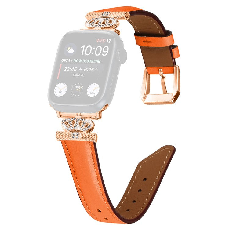Sports Watch Band for Apple Watch Series 10 42mm / 9 8 7 41mm / SE (2023) SE (2022) SE 6 5 4 40mm / 3 2 1 38mm Rhinestone Strap with Rose Gold Buckle - Orange