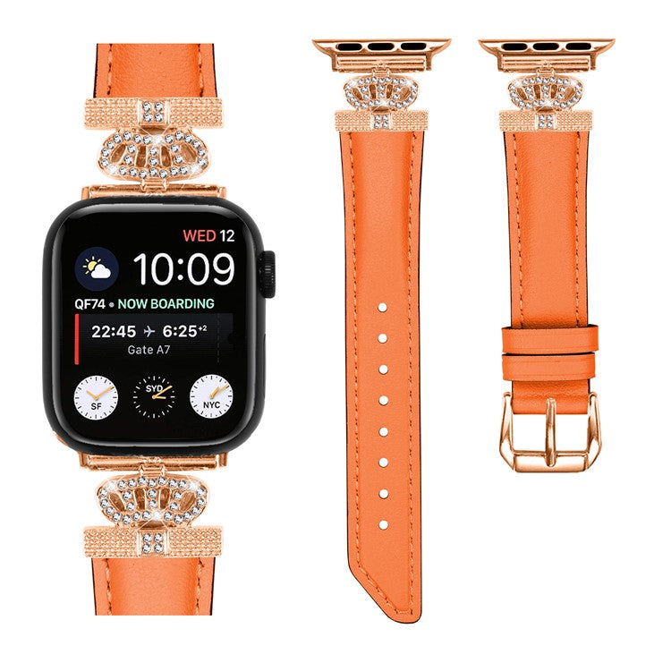 Sports Watch Band for Apple Watch Series 10 42mm / 9 8 7 41mm / SE (2023) SE (2022) SE 6 5 4 40mm / 3 2 1 38mm Rhinestone Strap with Rose Gold Buckle - Orange