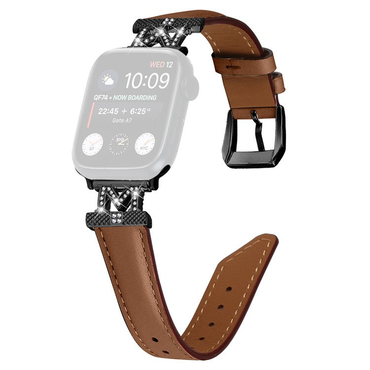 Watch Strap for Apple Watch Series 10 42mm / 9 8 7 41mm / SE (2023) SE (2022) SE 6 5 4 40mm / 3 2 1 38mm Band with Black Buckle - Brown