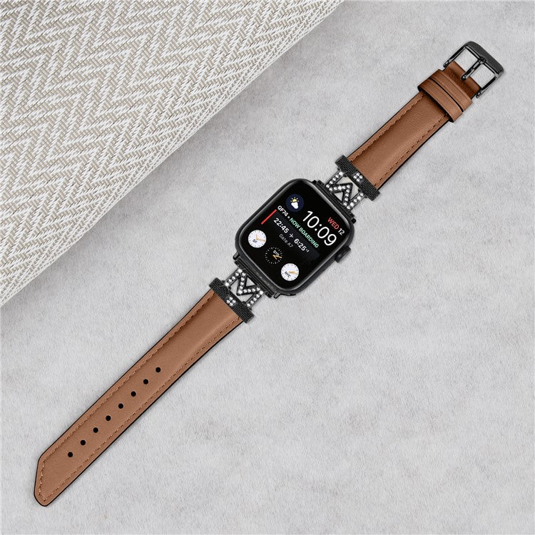 Watch Strap for Apple Watch Series 10 42mm / 9 8 7 41mm / SE (2023) SE (2022) SE 6 5 4 40mm / 3 2 1 38mm Band with Black Buckle - Brown
