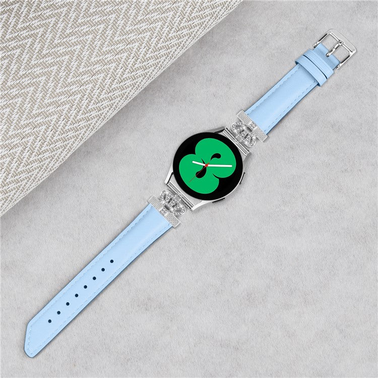 20mm Watch Band for Samsung Galaxy Watch3 41mm 45mm / Watch 5 40mm 44mm Rhinestone Crown-shape Design Strap with Silver Buckle - Blue
