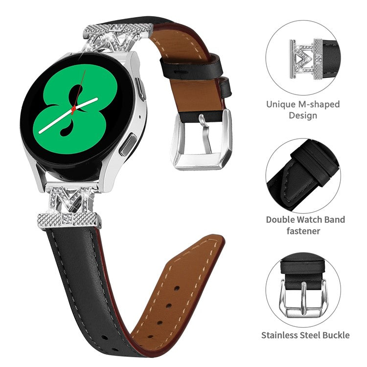 20mm M-Shape Connector Watch Strap for Huami Amazfit Cheetah Pro Replacement Watch Band with Silver Buckle - Black