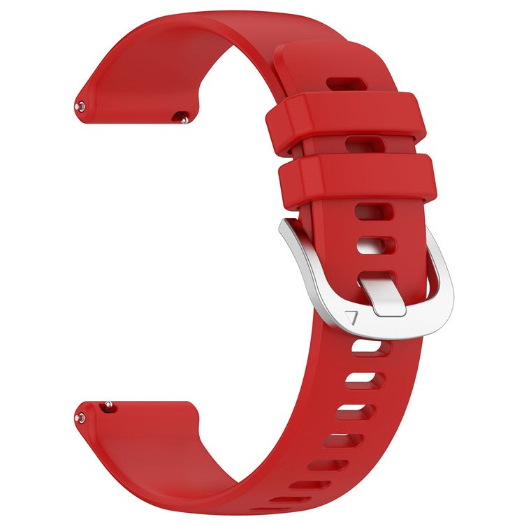 For Huawei Watch GT 5 Pro 46mm / GT 5 46mm / GT 4 46mm / Samsung Galaxy Watch3 45mm Watch Band 22mm Liquid Silicone Strap with Steel Buckle - Red