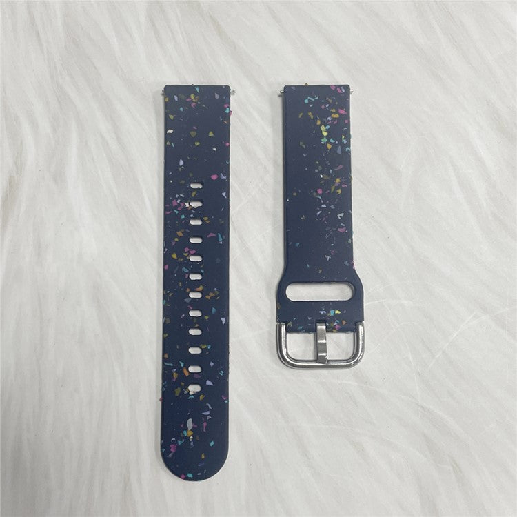 For Samsung Galaxy Watch3 45mm / Huawei Watch GT Watch Band 22mm Silicone Pattern Sport Strap - Dark Blue