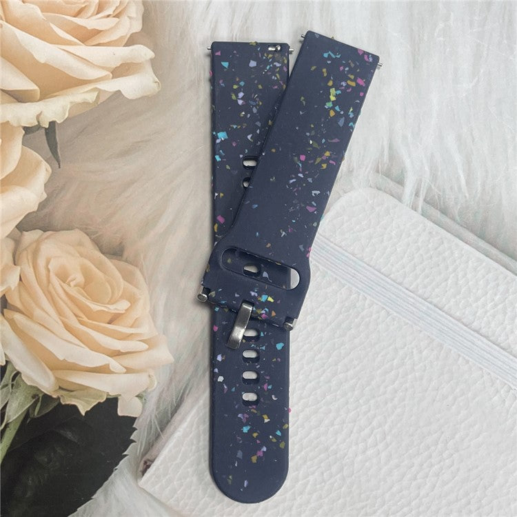 For Samsung Galaxy Watch3 45mm / Huawei Watch GT Watch Band 22mm Silicone Pattern Sport Strap - Dark Blue