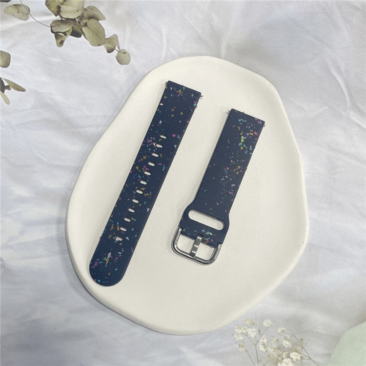 For Samsung Galaxy Watch3 45mm / Huawei Watch GT Watch Band 22mm Silicone Pattern Sport Strap - Dark Blue