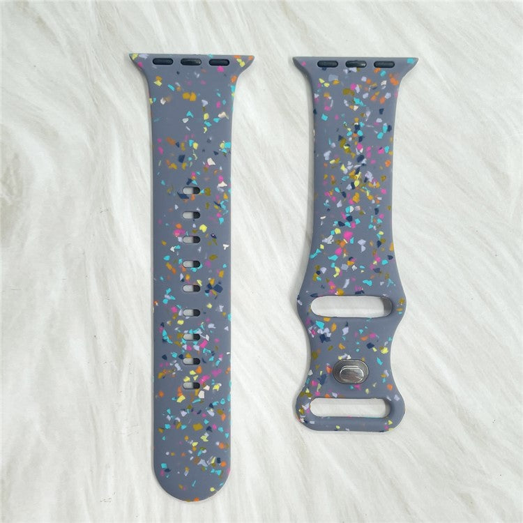 Silicone Watch Band for Apple Watch Series 10 42mm / 9 8 7 41mm / SE (2023) SE (2022) SE 6 5 4 40mm / 3 2 1 38mm , 8-shaped Buckle Pattern Strap - Blue Grey