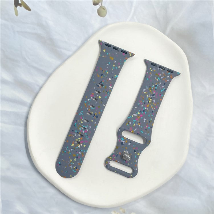 Silicone Watch Band for Apple Watch Series 10 42mm / 9 8 7 41mm / SE (2023) SE (2022) SE 6 5 4 40mm / 3 2 1 38mm , 8-shaped Buckle Pattern Strap - Blue Grey