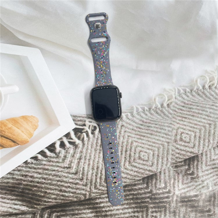 Silicone Watch Band for Apple Watch Series 10 42mm / 9 8 7 41mm / SE (2023) SE (2022) SE 6 5 4 40mm / 3 2 1 38mm , 8-shaped Buckle Pattern Strap - Blue Grey