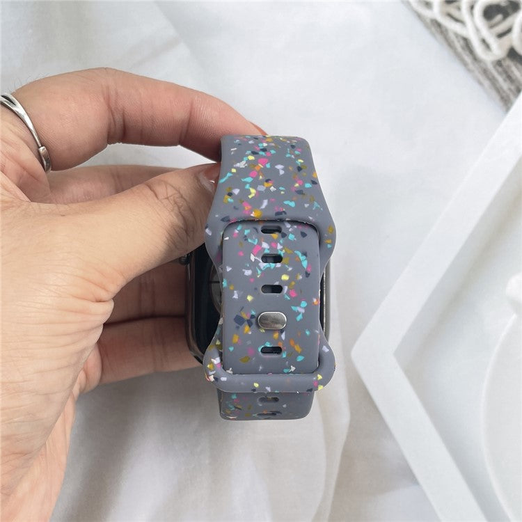 Silicone Watch Band for Apple Watch Series 10 42mm / 9 8 7 41mm / SE (2023) SE (2022) SE 6 5 4 40mm / 3 2 1 38mm , 8-shaped Buckle Pattern Strap - Blue Grey