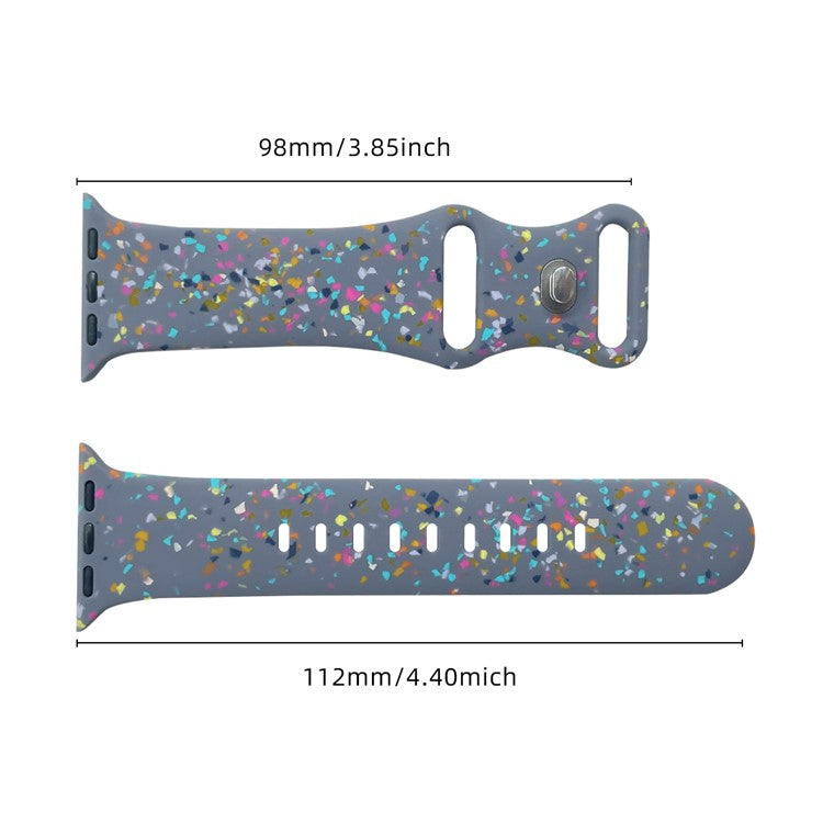 Silicone Watch Band for Apple Watch Series 10 42mm / 9 8 7 41mm / SE (2023) SE (2022) SE 6 5 4 40mm / 3 2 1 38mm , 8-shaped Buckle Pattern Strap - Blue Grey