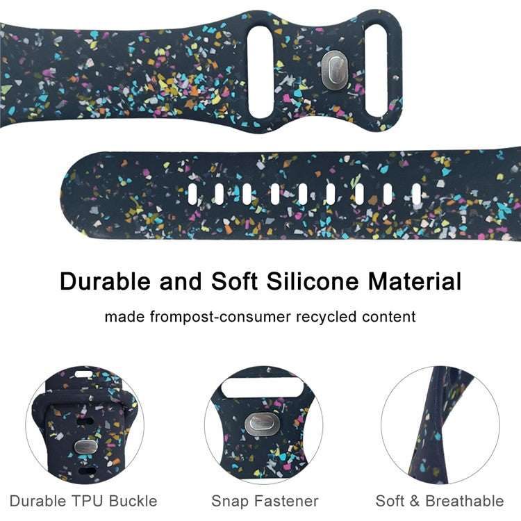 Silicone Watch Band for Apple Watch Series 10 42mm / 9 8 7 41mm / SE (2023) SE (2022) SE 6 5 4 40mm / 3 2 1 38mm , 8-shaped Buckle Pattern Strap - Dark Blue