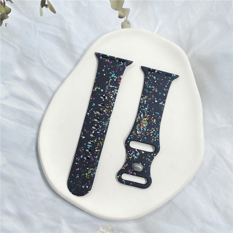 Silicone Watch Band for Apple Watch Series 10 42mm / 9 8 7 41mm / SE (2023) SE (2022) SE 6 5 4 40mm / 3 2 1 38mm , 8-shaped Buckle Pattern Strap - Dark Blue