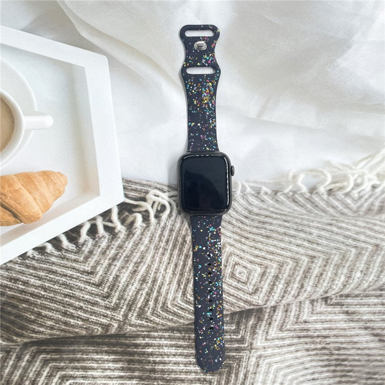 Silicone Watch Band for Apple Watch Series 10 42mm / 9 8 7 41mm / SE (2023) SE (2022) SE 6 5 4 40mm / 3 2 1 38mm , 8-shaped Buckle Pattern Strap - Dark Blue