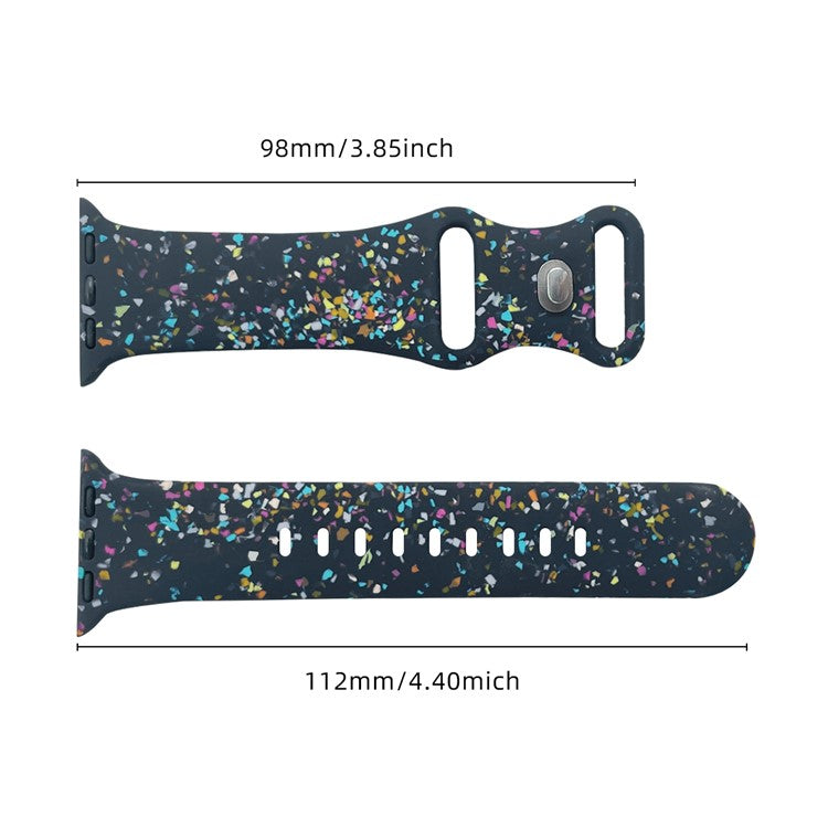 Silicone Watch Band for Apple Watch Series 10 42mm / 9 8 7 41mm / SE (2023) SE (2022) SE 6 5 4 40mm / 3 2 1 38mm , 8-shaped Buckle Pattern Strap - Dark Blue