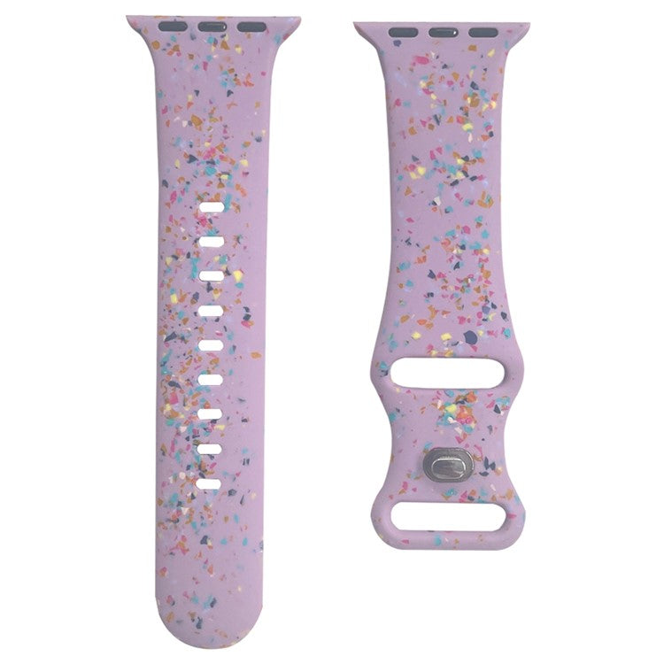 Silicone Watch Band for Apple Watch Series 10 42mm / 9 8 7 41mm / SE (2023) SE (2022) SE 6 5 4 40mm / 3 2 1 38mm , 8-shaped Buckle Pattern Strap - Purple