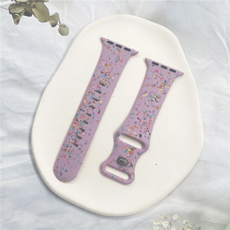 Silicone Watch Band for Apple Watch Series 10 42mm / 9 8 7 41mm / SE (2023) SE (2022) SE 6 5 4 40mm / 3 2 1 38mm , 8-shaped Buckle Pattern Strap - Purple