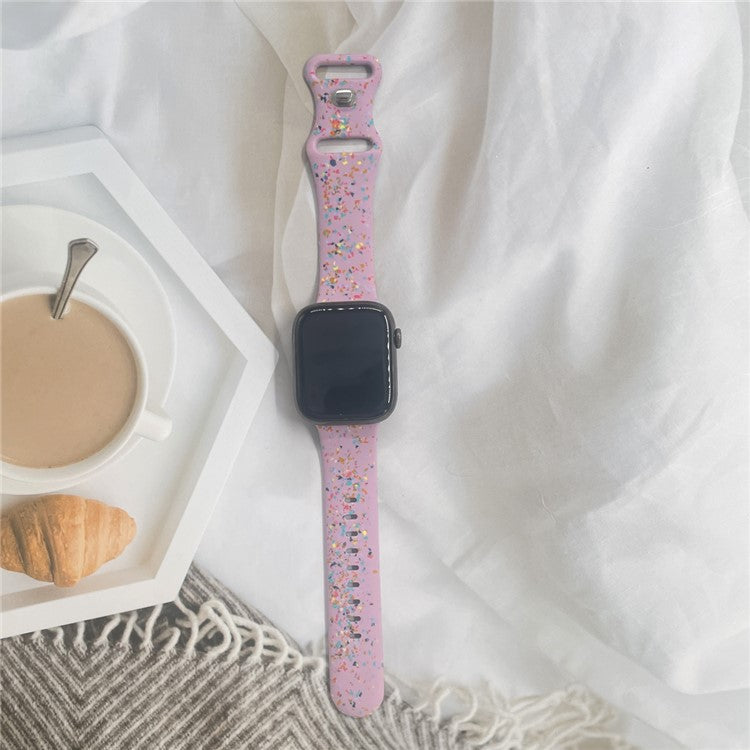 Silicone Watch Band for Apple Watch Series 10 42mm / 9 8 7 41mm / SE (2023) SE (2022) SE 6 5 4 40mm / 3 2 1 38mm , 8-shaped Buckle Pattern Strap - Purple