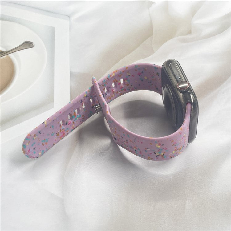 Silicone Watch Band for Apple Watch Series 10 42mm / 9 8 7 41mm / SE (2023) SE (2022) SE 6 5 4 40mm / 3 2 1 38mm , 8-shaped Buckle Pattern Strap - Purple