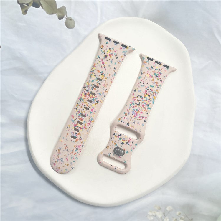 Pattern Band for Apple Watch Series 10 46mm / Ultra 2 Ultra 49mm / Series 9 8 7 45mm / 6 5 4 SE (2023) SE (2022) SE 44mm / 3 2 1 42mm Silicone Watch Strap - Pink