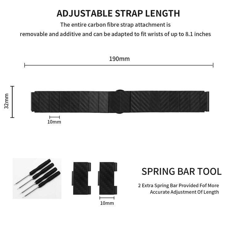 For Huami Amazfit Cheetah Pro Metal Watch Band 20mm Carbon Fiber Texture Watch Strap with Connector