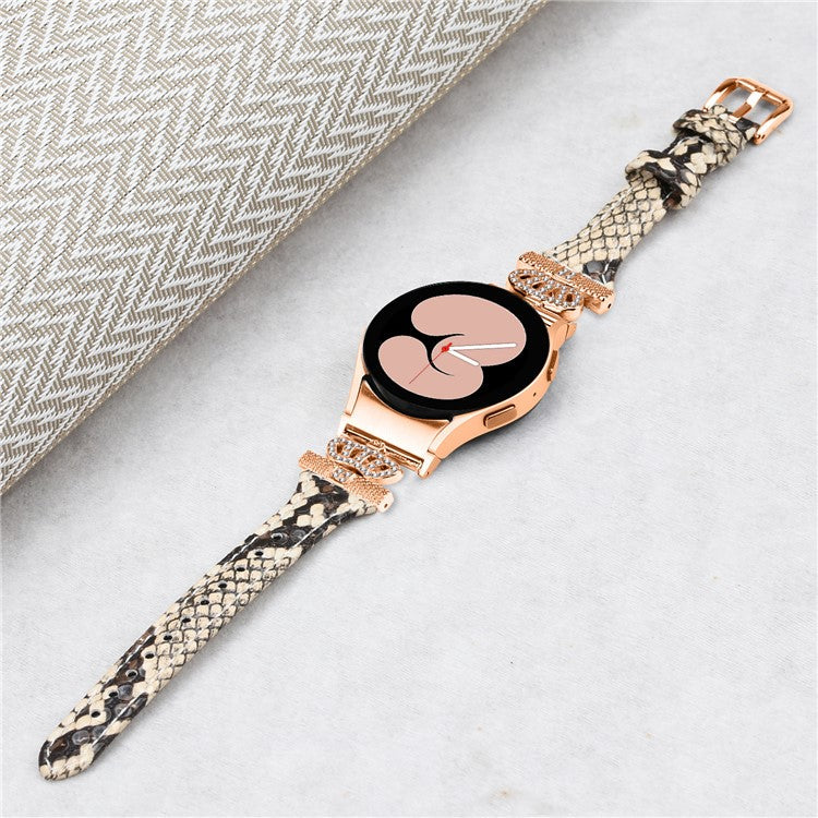 Rose Gold Buckle Strap for Samsung Galaxy Watch4 / Watch5 / Watch4 Classic / Watch4 Active / Watch5 Active Watchband Rhinestone Crown Strap - Snake Texture