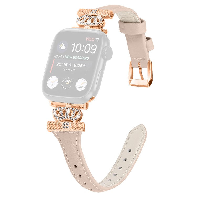 Rose Gold Buckle Strap for Apple Watch Series 10 42mm / 9 8 7 41mm / SE (2023) SE (2022) SE 6 5 4 40mm / 3 2 1 38mm Wrist Band - Apricot