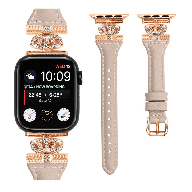 Rose Gold Buckle Strap for Apple Watch Series 10 42mm / 9 8 7 41mm / SE (2023) SE (2022) SE 6 5 4 40mm / 3 2 1 38mm Wrist Band - Apricot
