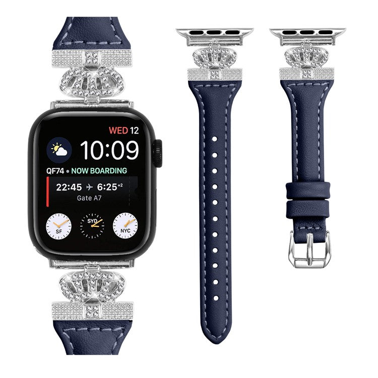 Silver Buckle Band for Apple Watch Series 10 42mm / 9 8 7 41mm / SE (2023) SE (2022) SE 6 5 4 40mm / 3 2 1 38mm Replace Strap - Dark Blue