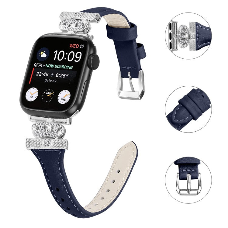 Silver Buckle Band for Apple Watch Series 10 42mm / 9 8 7 41mm / SE (2023) SE (2022) SE 6 5 4 40mm / 3 2 1 38mm Replace Strap - Dark Blue