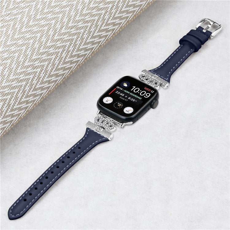 Silver Buckle Band for Apple Watch Series 10 42mm / 9 8 7 41mm / SE (2023) SE (2022) SE 6 5 4 40mm / 3 2 1 38mm Replace Strap - Dark Blue