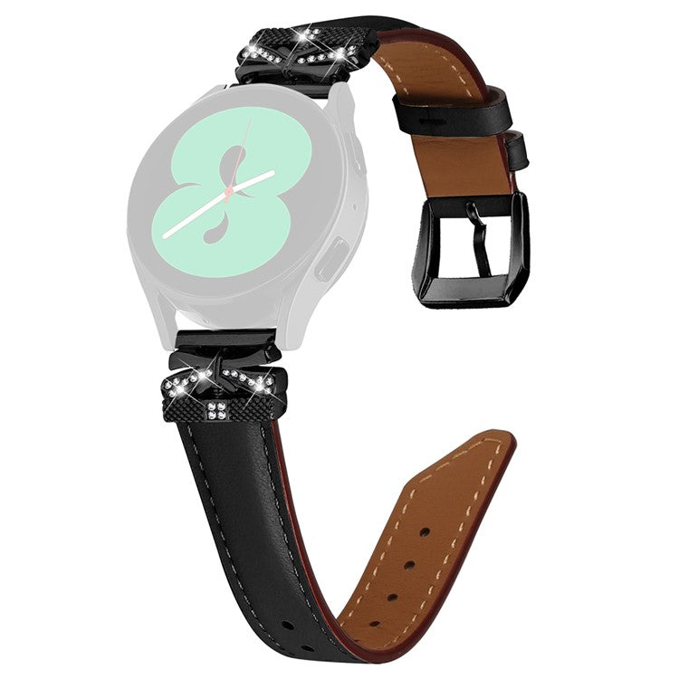 For Huami Amazfit Cheetah Pro Black Buckle 20mm Watch Band Butterfly Rhinestone Watch Strap - Black