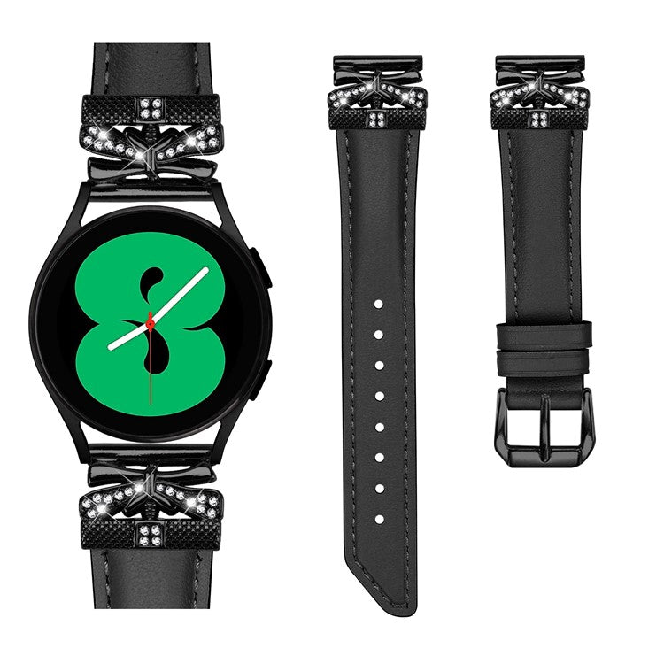 For Huami Amazfit Cheetah Pro Black Buckle 20mm Watch Band Butterfly Rhinestone Watch Strap - Black