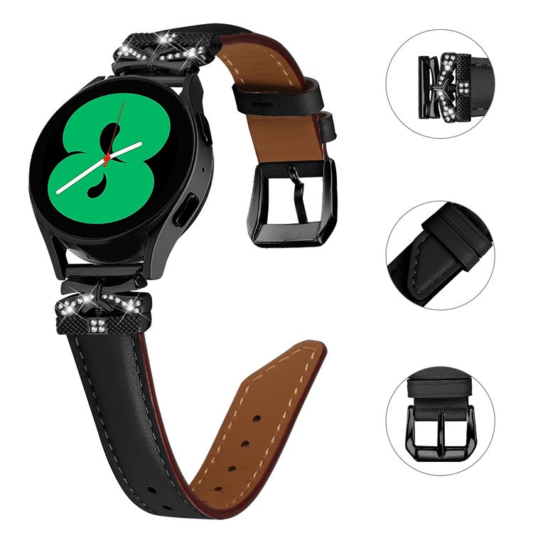 For Huami Amazfit Cheetah Pro Black Buckle 20mm Watch Band Butterfly Rhinestone Watch Strap - Black