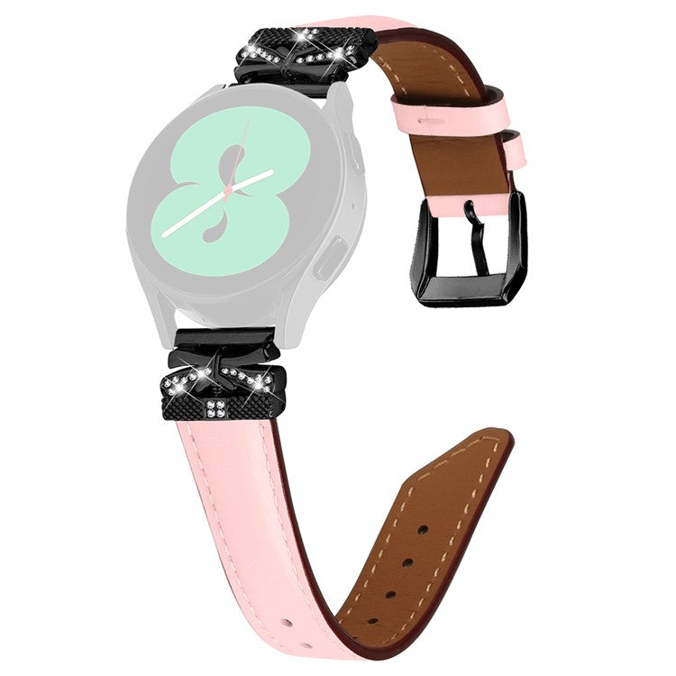 For Huami Amazfit Cheetah Pro Black Buckle 20mm Watch Band Butterfly Rhinestone Watch Strap - Pink