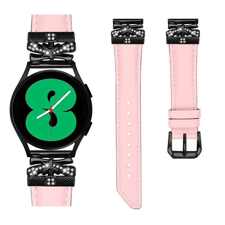 For Huami Amazfit Cheetah Pro Black Buckle 20mm Watch Band Butterfly Rhinestone Watch Strap - Pink