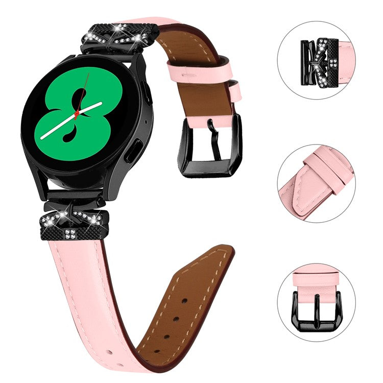 For Huami Amazfit Cheetah Pro Black Buckle 20mm Watch Band Butterfly Rhinestone Watch Strap - Pink