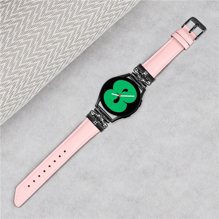 For Huami Amazfit Cheetah Pro Black Buckle 20mm Watch Band Butterfly Rhinestone Watch Strap - Pink