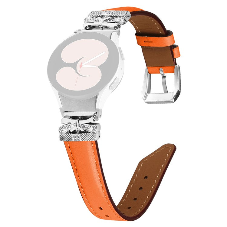Silver Buckle Butterfly Decor Strap for Samsung Galaxy Watch4 / Watch5 / Watch4 Classic / Watch4 Active / Watch5 Active Wristband - Orange