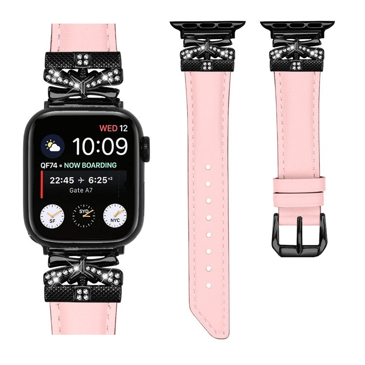 Black Buckle Watch Band for Apple Watch Series 10 42mm / 9 8 7 41mm / SE (2023) SE (2022) SE 6 5 4 40mm / 3 2 1 38mm - Pink